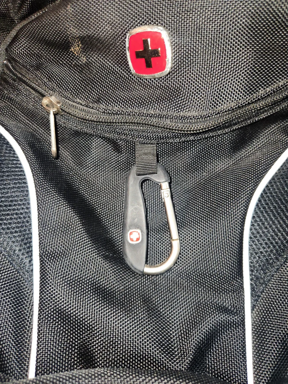 Black Swiss-Style Men’s Laptop Backpack with White Accents #331